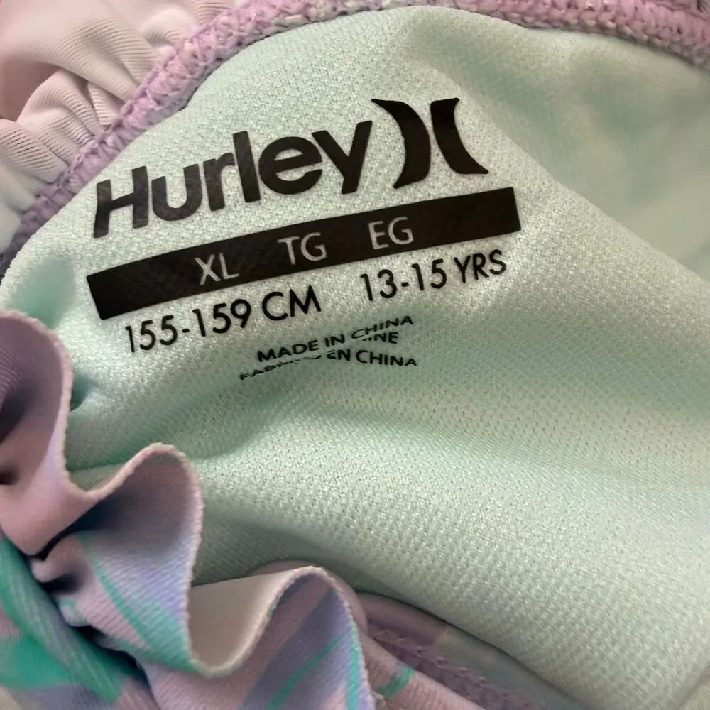 Hurley girls' tankini swimsuit top floral print UPF 50+ sun protection sz XL NWT